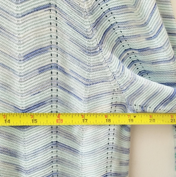 Chico's Turquoise Blue Wavy Stripe Open Front Cardigan Duster Sz 2/Lrg NWT - Picture 15 of 15
